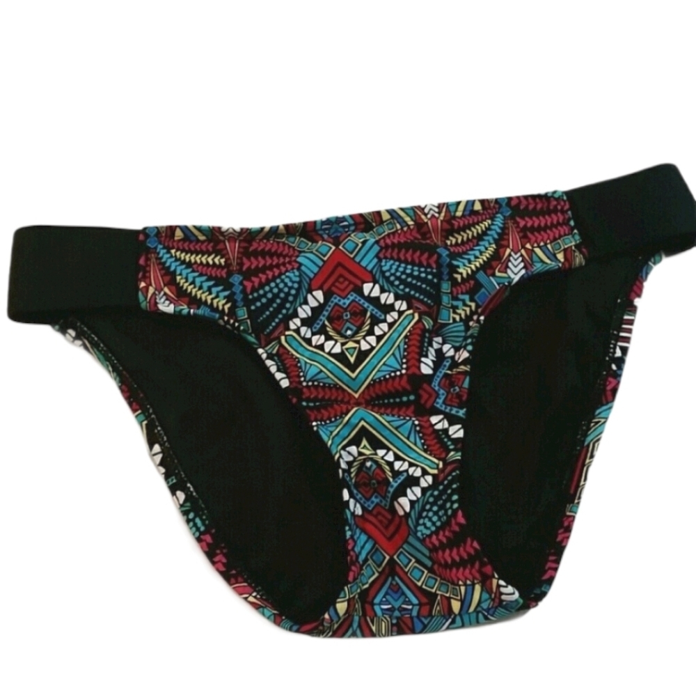 Mossimo Junior's Size Small Bikini Bottoms Black Aztec NWT